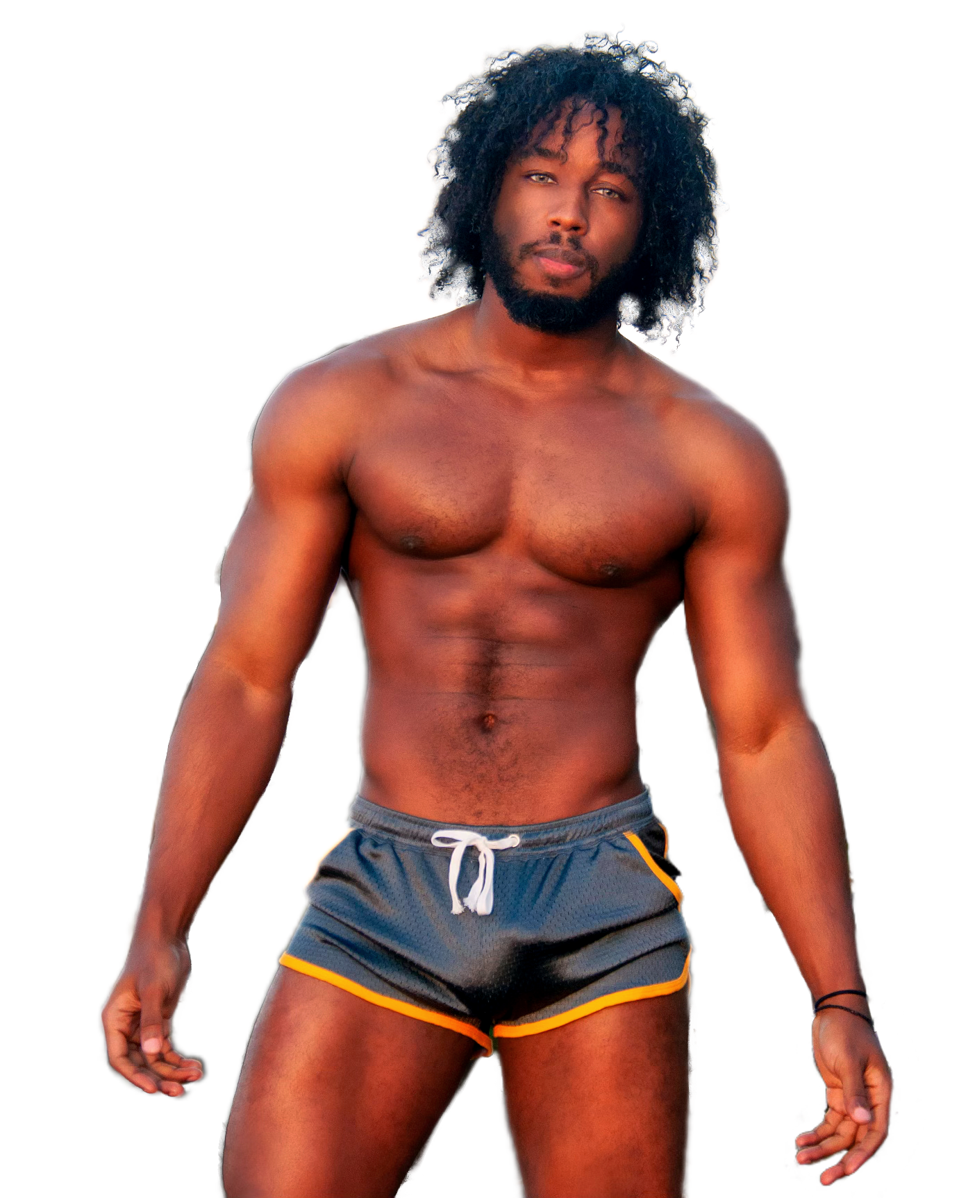 sexy black male stripper with hazel eyes